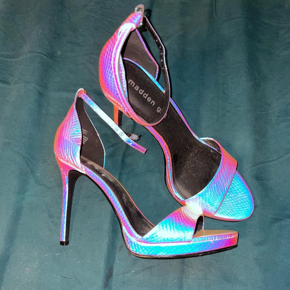 Holographic snakeskin heels
